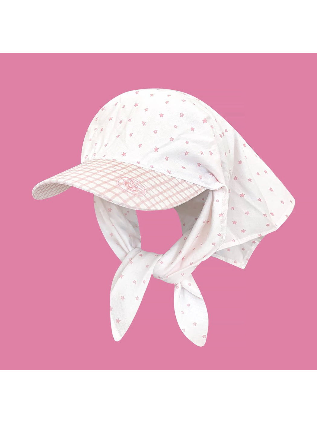 Side view of Haila plaid star pattern baseball cap showing curved brim