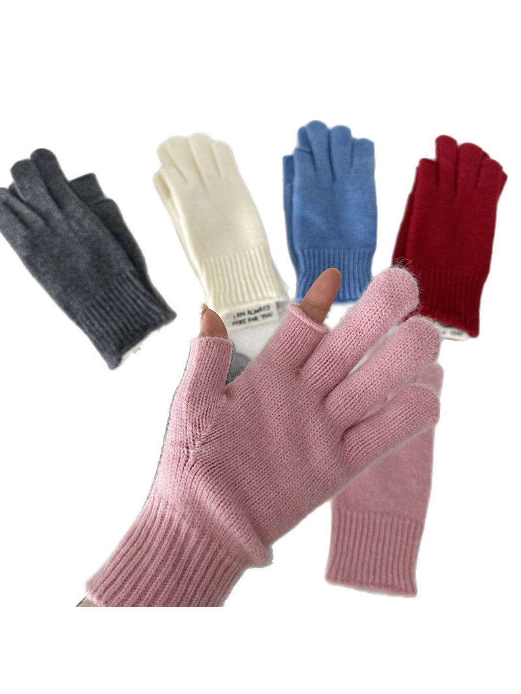 Gloving - Ribbed Cuff Label Fingerless Gloves