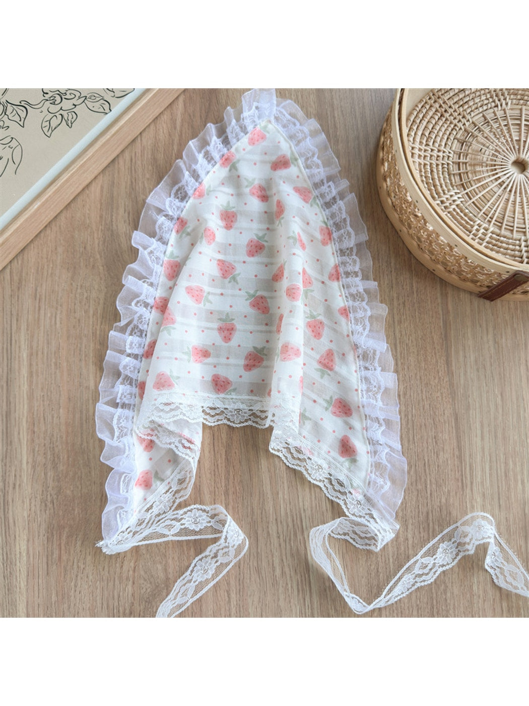 Scarvii - Sweet Print Lace Trim Women's Head Scarf