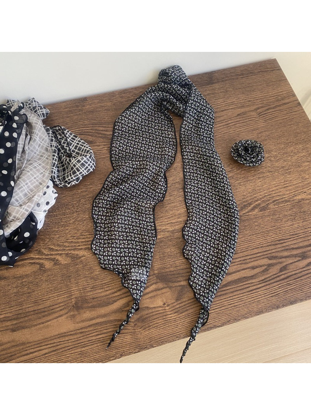 Scarvii Sheer Polka Dot Skinny Scarf