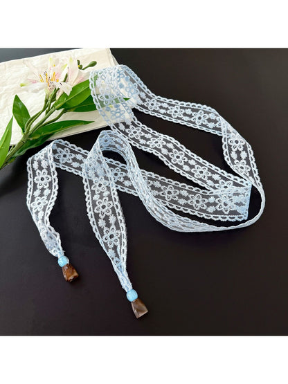 Scarvii - Romantic Floral Lace Long Narrow Scarf
