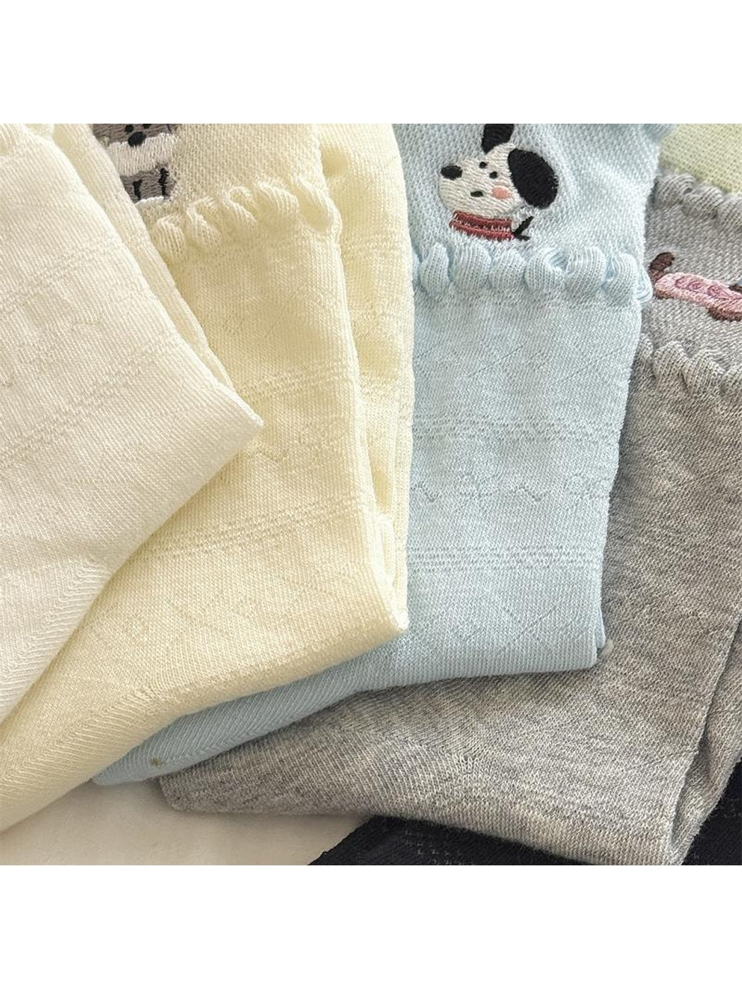 Rufia - Cartoon Dog Embroidered Crew Socks