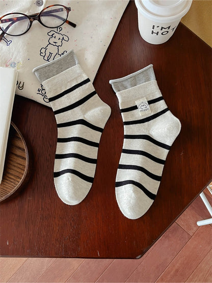 Rufia - Classic Fold Cuff Stripe Crew Socks