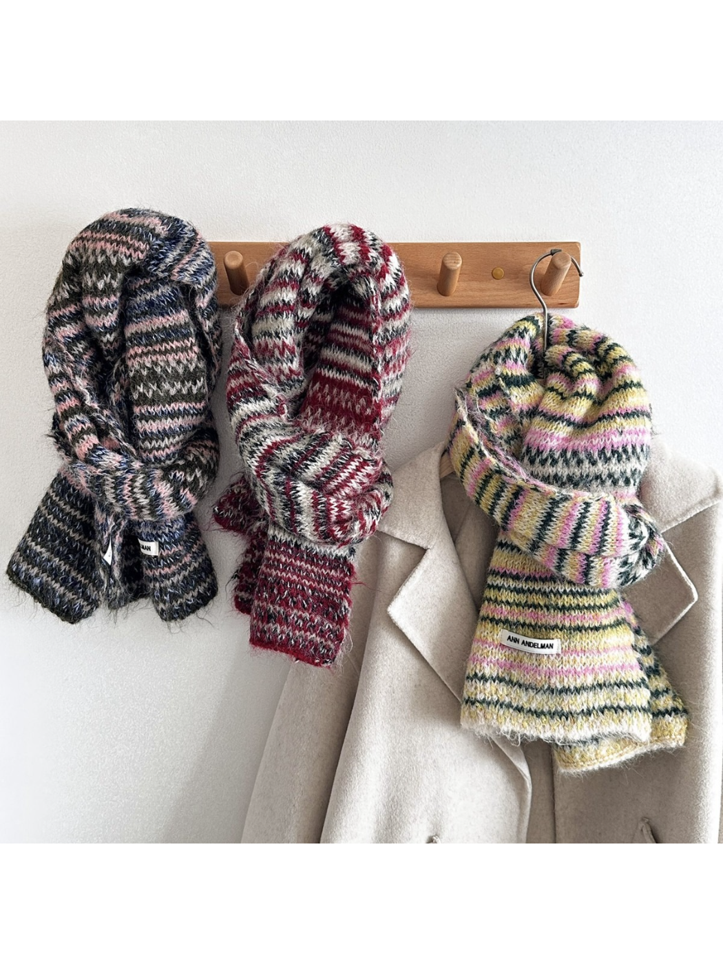 Scarvii - Fair Isle Stripe Textured Knit Scarf