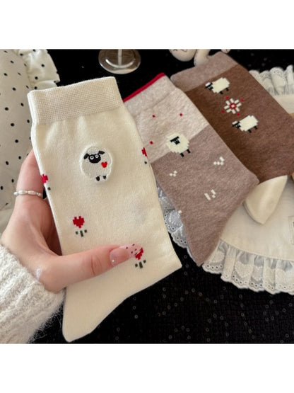 Rufia - Sheep Ribbed-Cuff Crew Socks
