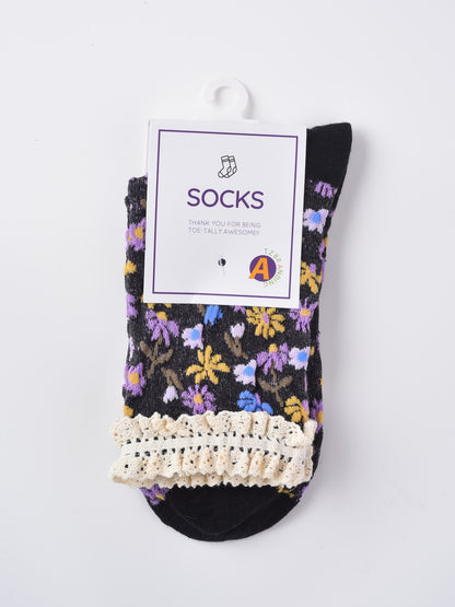 Rufia - Lace Trim Floral Garden Socks