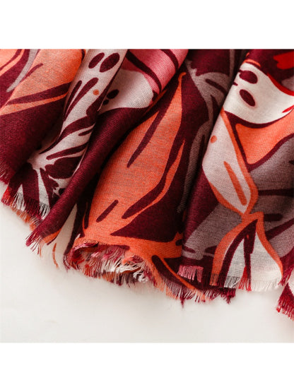 Scarvii - Modern Leaf Motif Printed Scarf