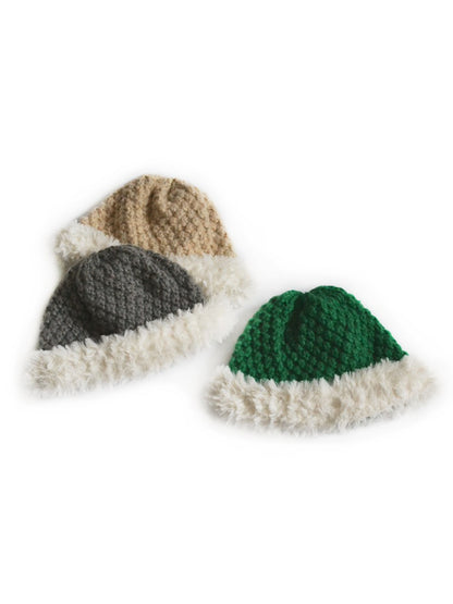 Haila - Cozy Fuzzy Trim Textured Knit Beanie