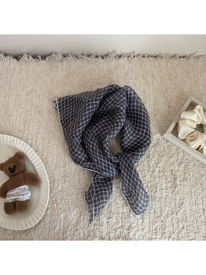 Scarvii casual bandana scarf laid flat showing full striped design