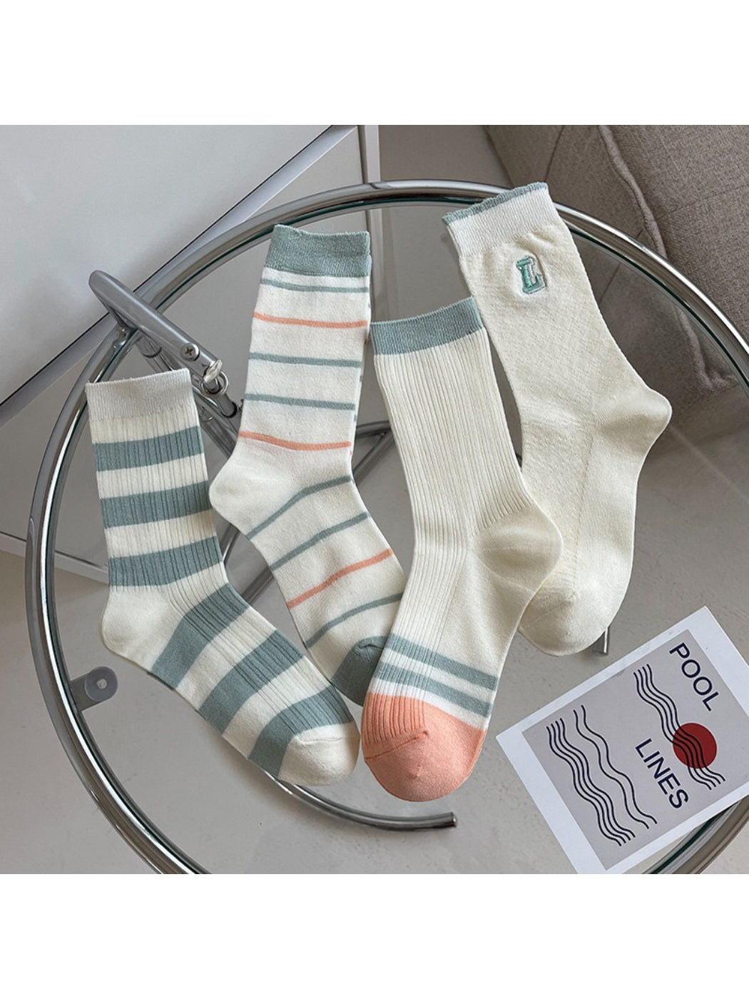 Rufia - Pastel Stripe Ribbed Crew Socks product image 2