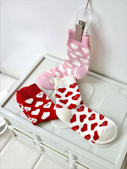 Rufia - Graphic Heart Pattern Crew Socks