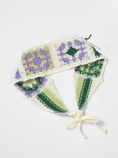Haila crochet summer headband laid flat highlighting texture and pattern