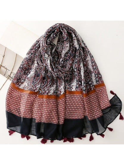 Scarvii - Contrast Panel Tassel Scarf