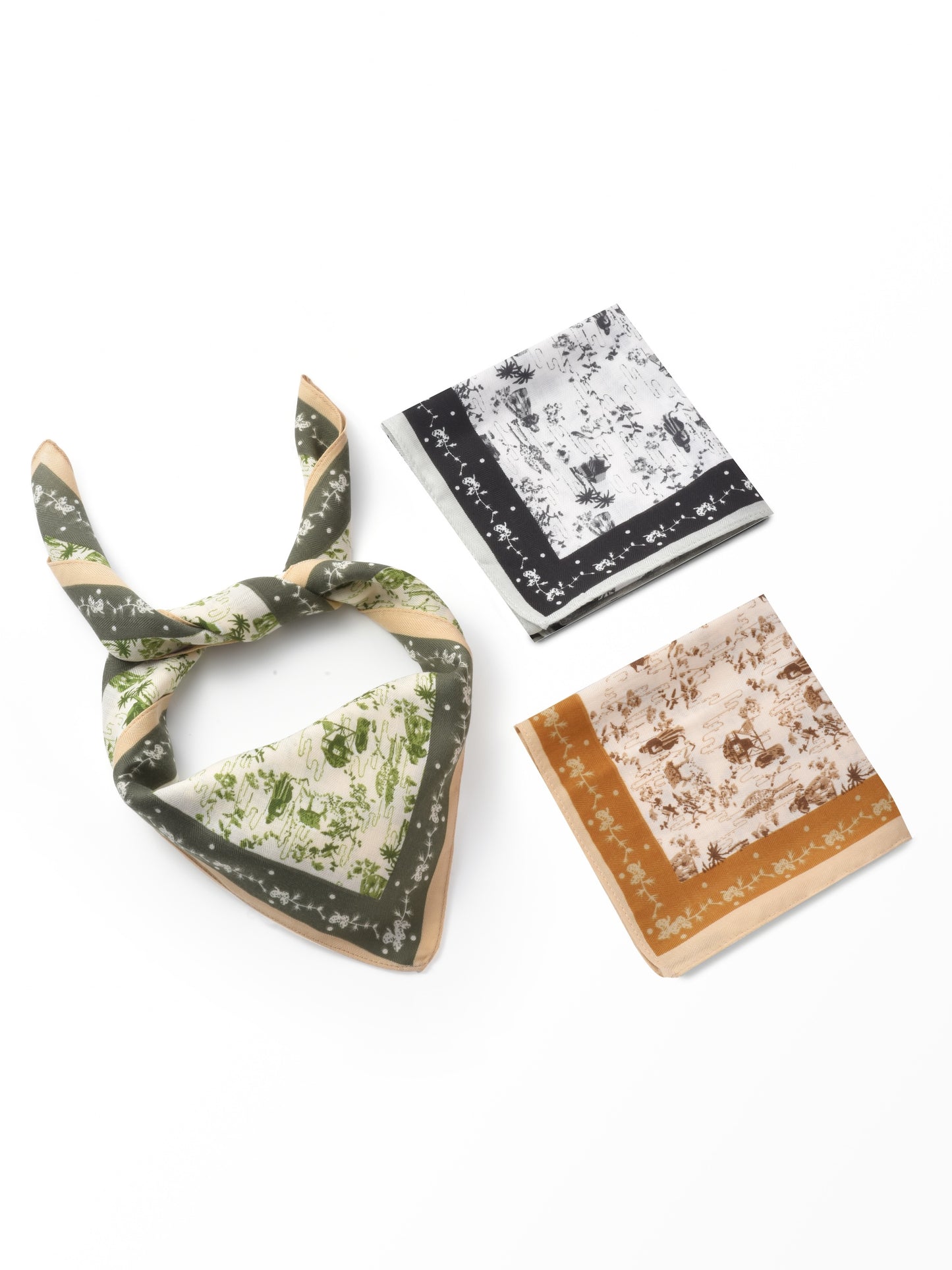 Scarvii - Sweet Floral Print Small Square Scarf
