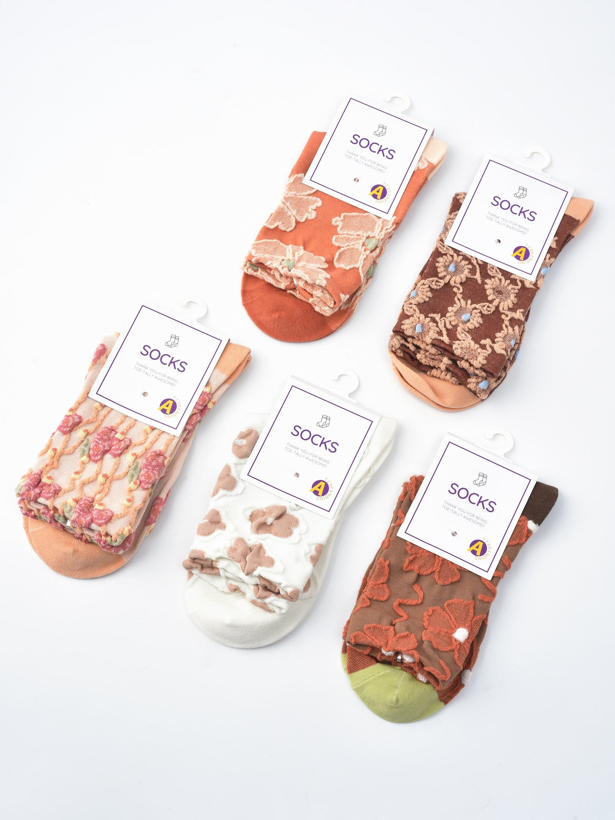 Rufia - Orange Embossed Women's Socks