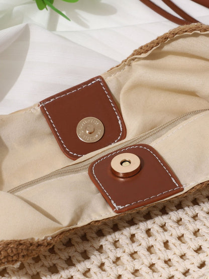 Cosbai - Beige Minimalist Woven Shoulder & Crossbody Bag