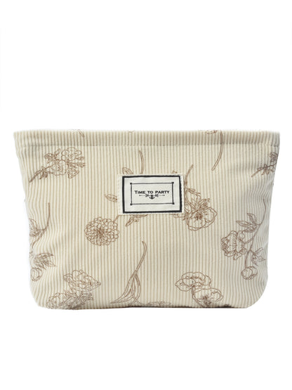 Cosbai - Floral Corduroy Portable Storage Bag