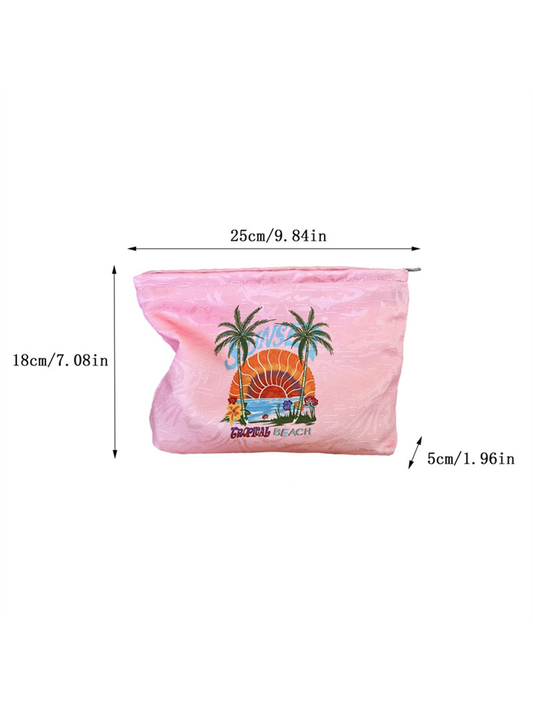 Cosbai - Tropical Coconut Trees Print Zip Pouch
