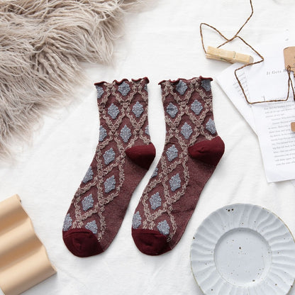 Rufia - Retro Argyle Pattern Women's Socks