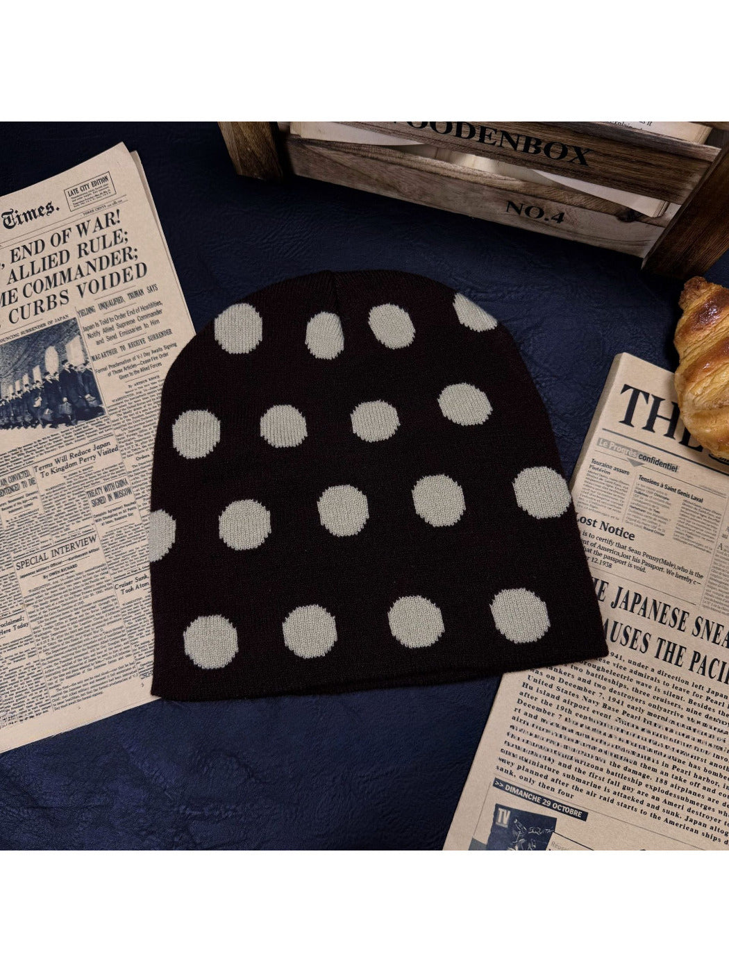 Haila - Polka Dot Knit Slouchy Beanie