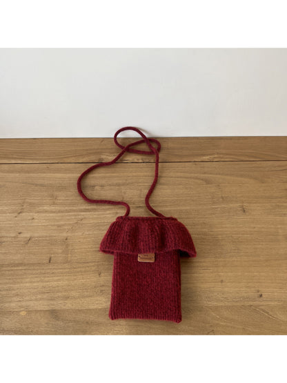 Cosbai - Ruffle Top Knit Crossbody Bag