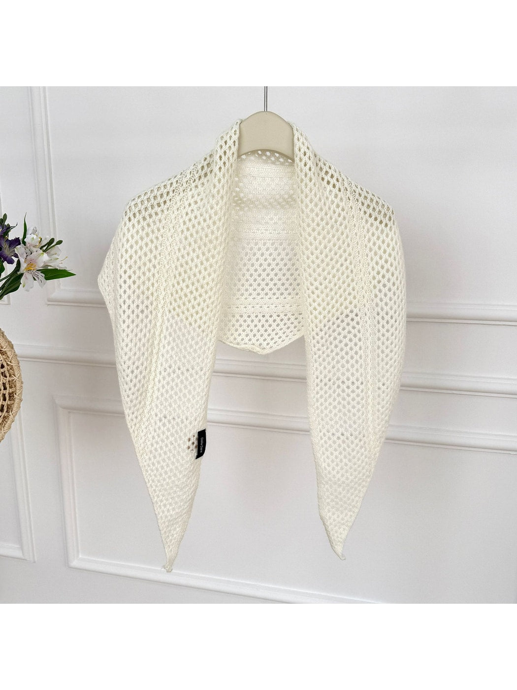 Scarvii - Openwork Mesh Knit Triangle Scarf