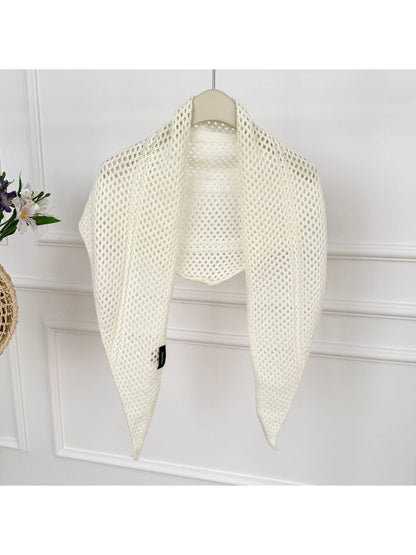 Scarvii - Openwork Mesh Knit Triangle Scarf