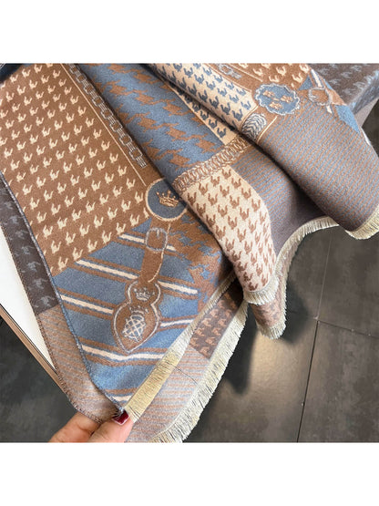 Scarvii - Houndstooth Patchwork Fringe Scarf