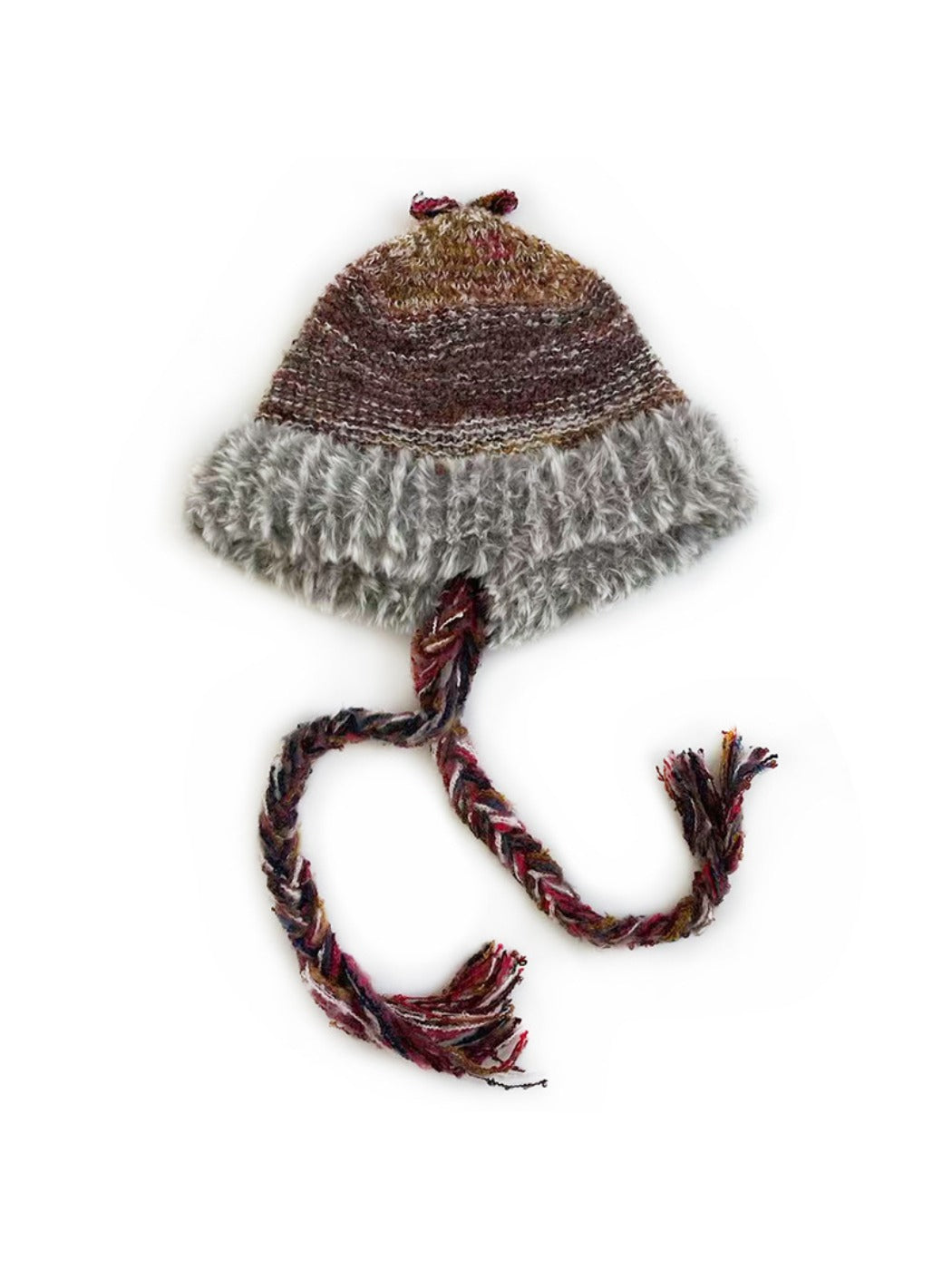 Haila - Rainbow Stripe Knitted Beanie with Earflaps for Women