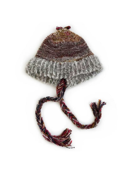 Haila - Rainbow Stripe Knitted Beanie with Earflaps for Women