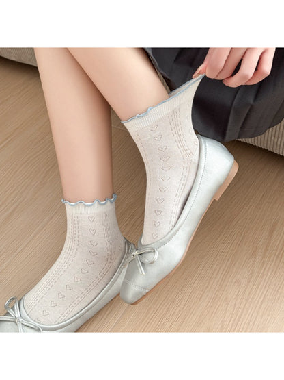 Rufia - Heart Pattern Ruffle Crew Socks product image 2