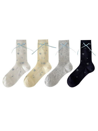 Rufia - Bow and Polka Dot Crew Socks