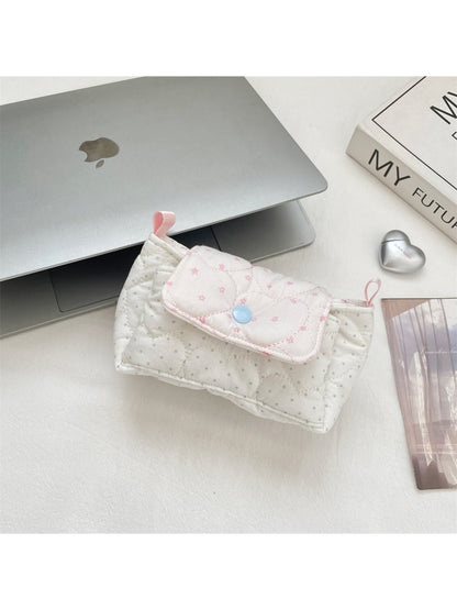 Cosbai - Quilted Dot and Star Snap Flap Pouch