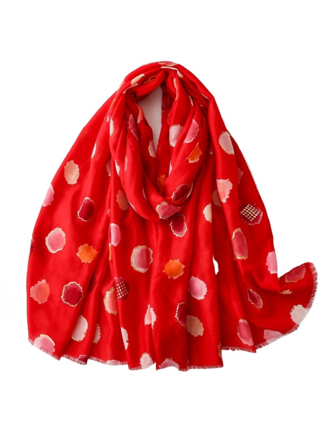 Scarvii - Light Airy Colorful Polka Dot Oversized Scarf