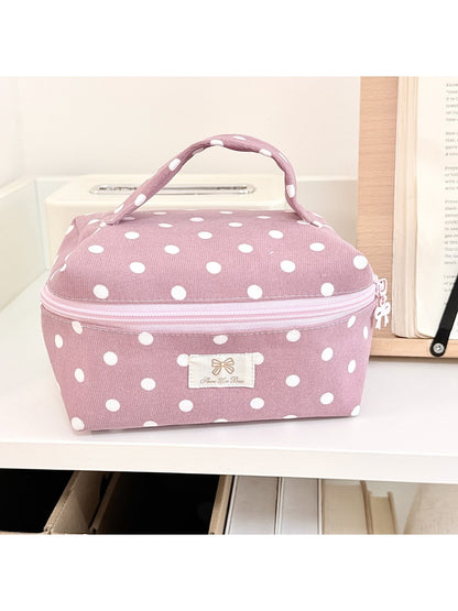 Cosbai - Sweet Polka Dot Handheld Cosmetic Bag