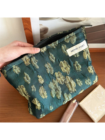 Cosbai makeup pouch standing upright showing full floral design