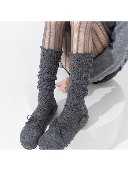 Rufia - Vintage-inspired Knit Socks with Embossed Openwork