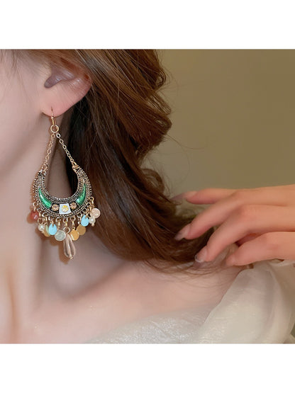 Earwish – Boho Moon Drop Tassel Earrings