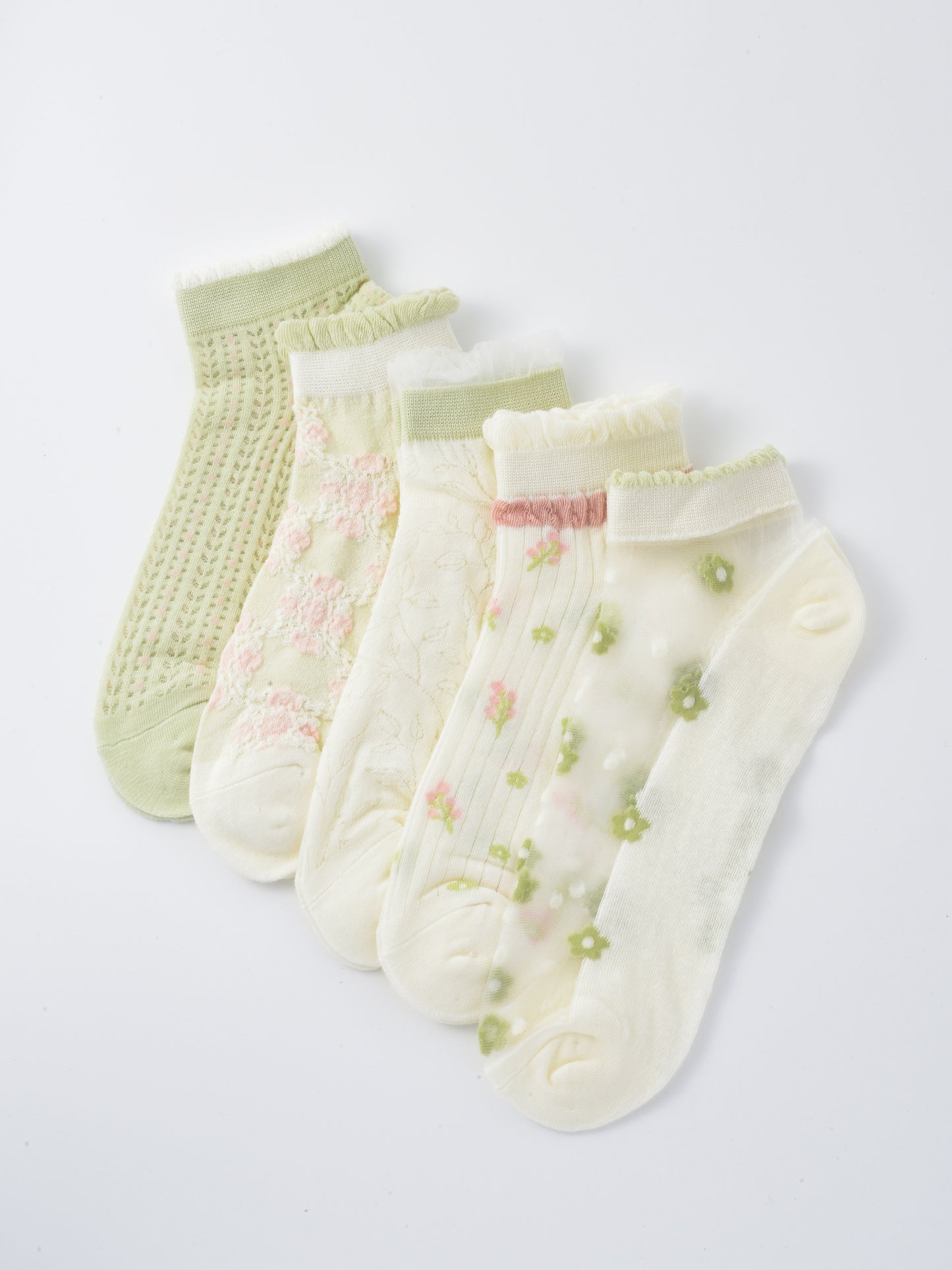 Rufia - Pastel Green & Pink Summer Ankle Socks
