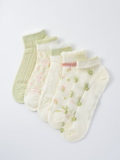 Rufia - Pastel Green & Pink Summer Ankle Socks