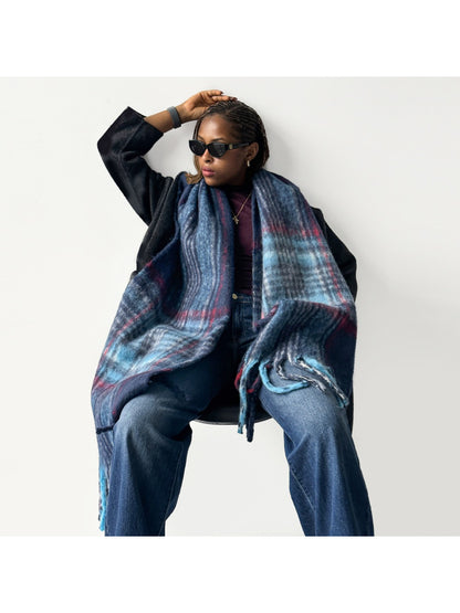 Scarvii - Plaid Brushed Long Winter Scarf