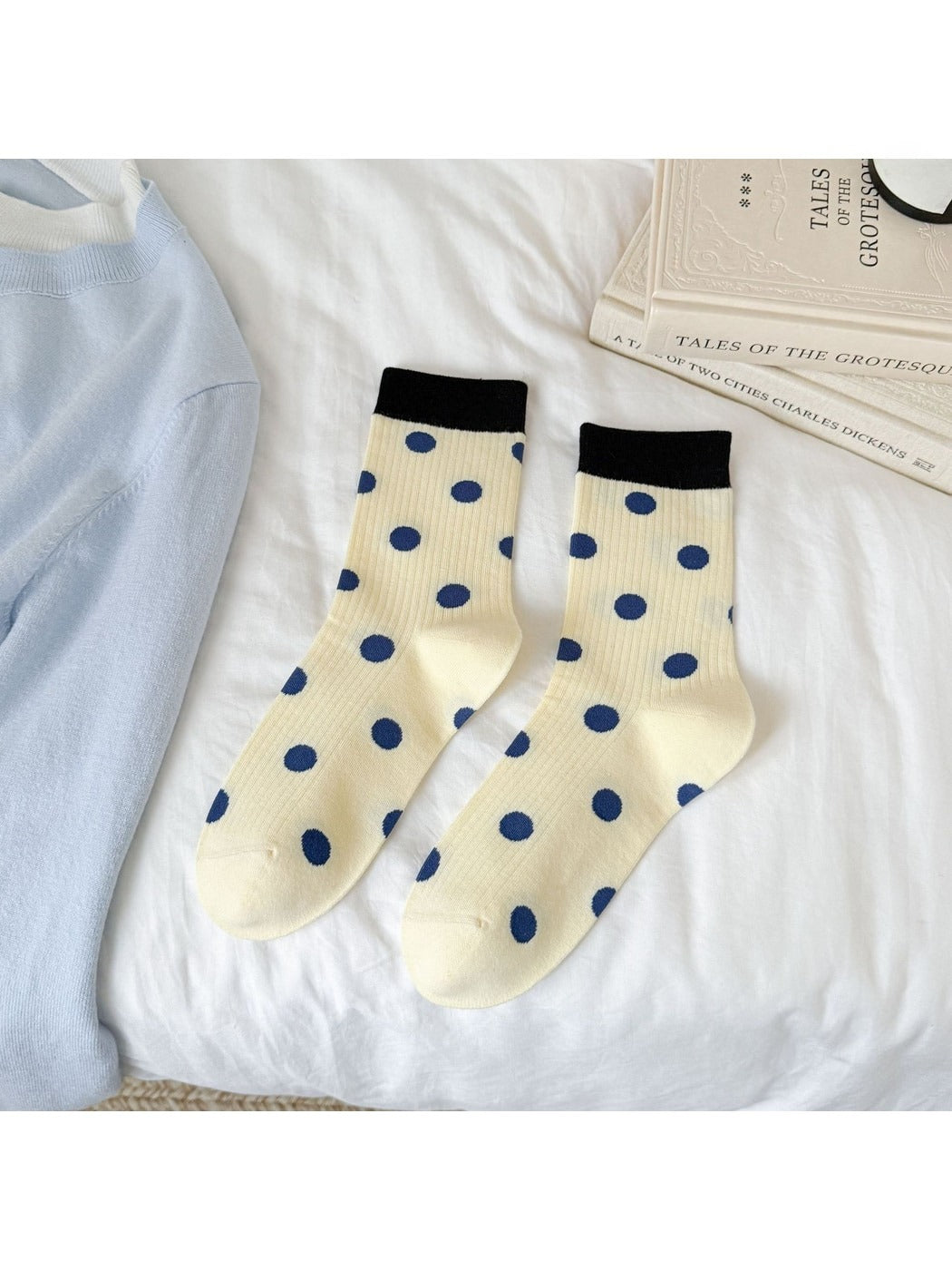 Rufia - Polka Dot Color Block Crew Socks