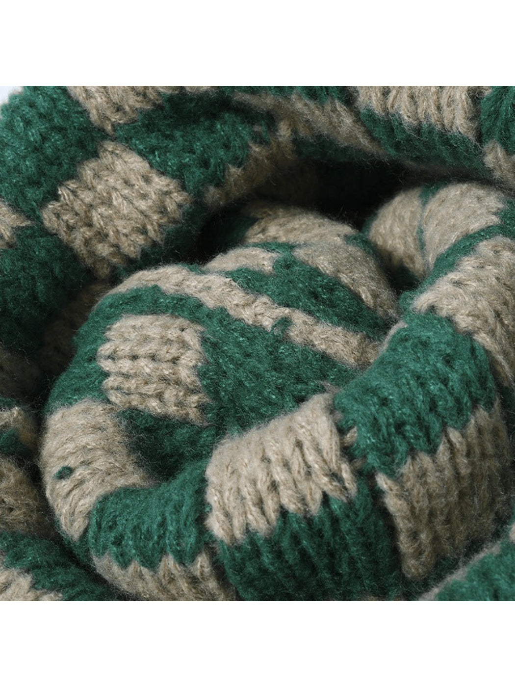 Haila - Checkerboard Knit Cuffed Beanie