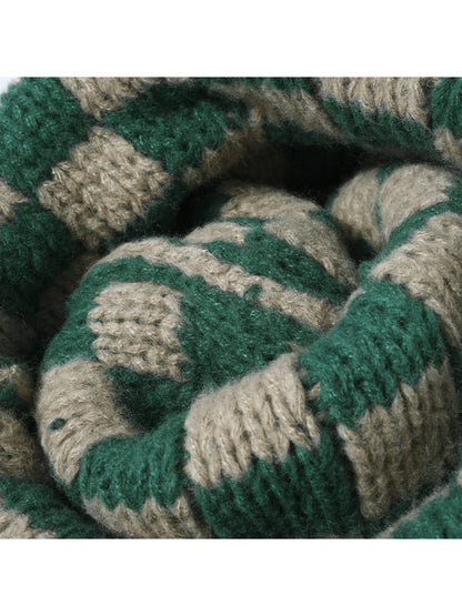 Haila - Checkerboard Knit Cuffed Beanie