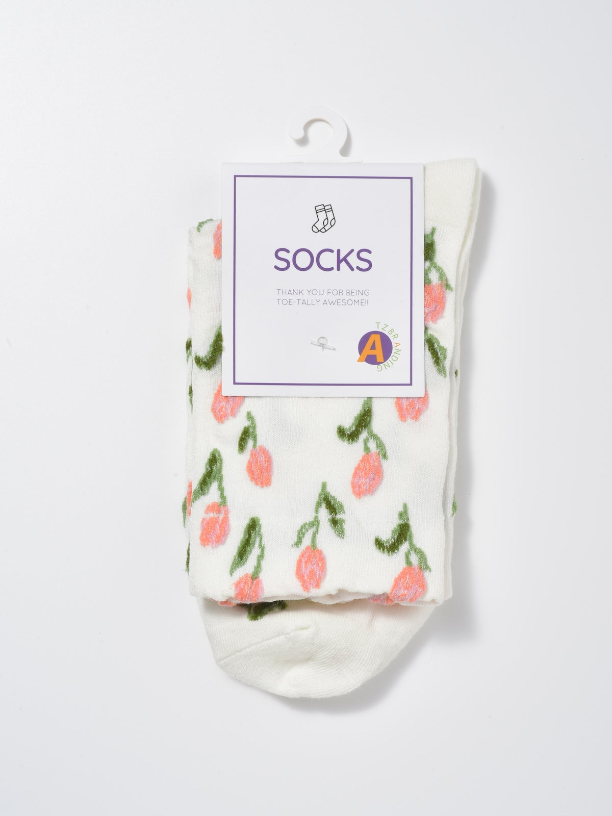 Rufia - Embossed Tulip Pattern Mid-Calf Socks