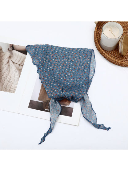 Scarvii - Floral Print Detail Decorative Triangle Bandana