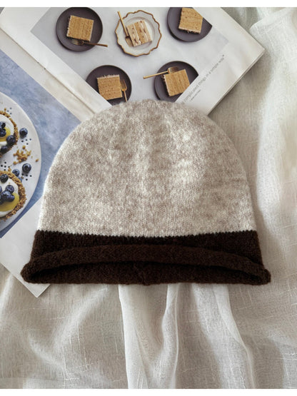 Haila - Contrast Trim Rolled Edge Knit Beanie