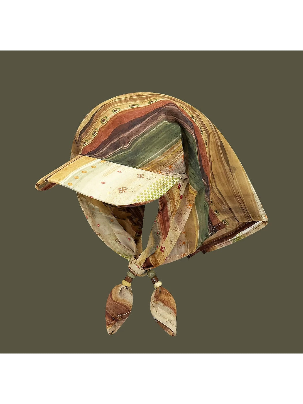 Haila - Paisley Print Curved Brim Headscarf Cap
