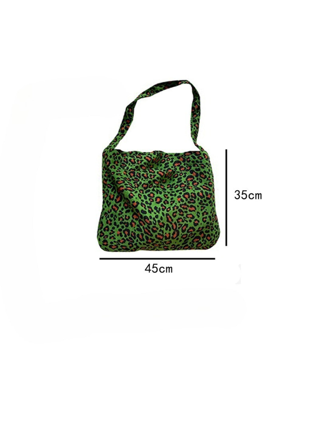 Top view of Cosbai Neon Leopard Slouch Tote Bag showing open interior and black lining