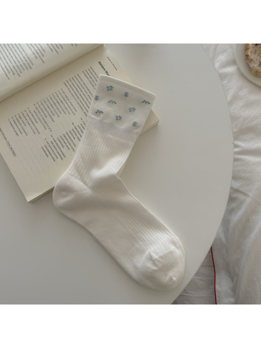 Rufia - Simple Decorative Mixed Pattern Crew Socks